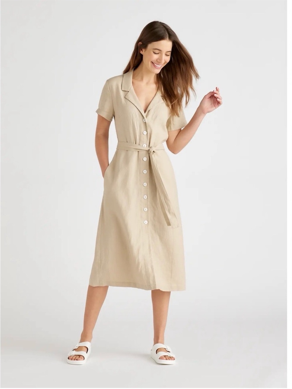 Quince 100% Linen Button Down Dress